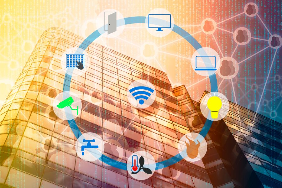 Smart Building and Internet of Things concept.